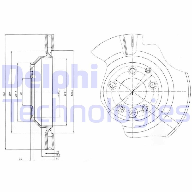 DELPHI BG4070: Piduriketas Ø: 358mm, õhutusega, Ø: 358mm, õlitatud