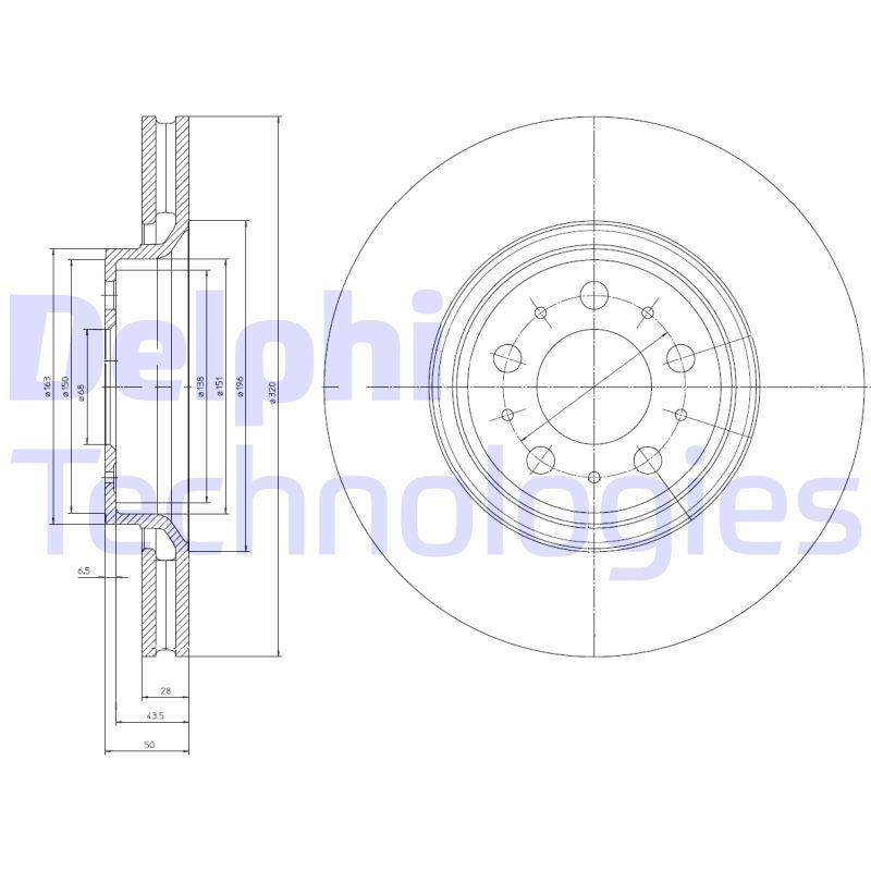 DELPHI BG4071: Piduriketas Ø: 320mm, õhutusega, Ø: 320mm, õlitatud