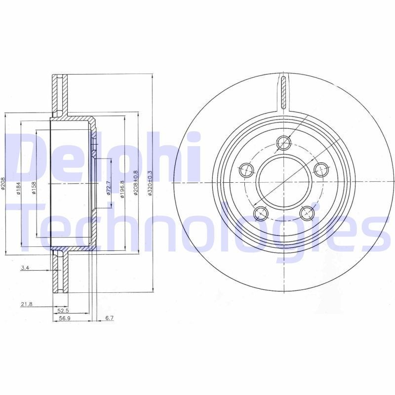 DELPHI BG4073: Piduriketas Ø: 320mm, õhutusega, Ø: 320mm, õlitatud