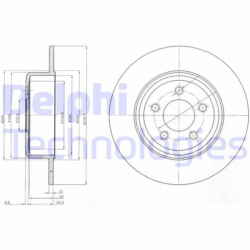 DELPHI BG4074: Piduriketas Ø: 320mm, täis, Ø: 320mm, õlitatud