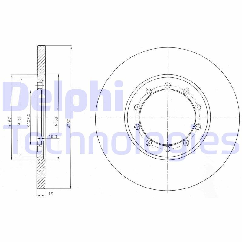 DELPHI BG4075: Piduriketas Ø: 280mm, täis, Ø: 280mm, õlitatud