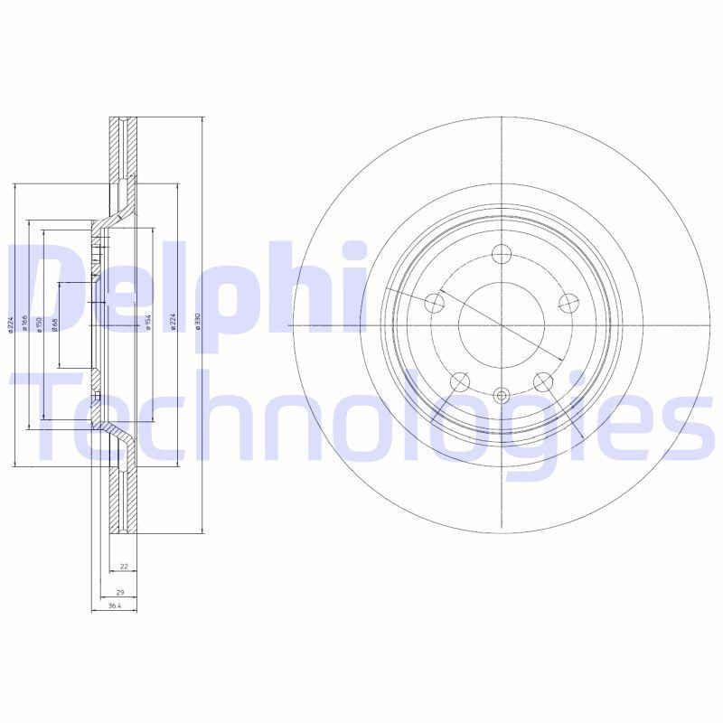 DELPHI BG4078: Piduriketas Ø: 330mm, õhutusega, Ø: 330mm, õlitatud