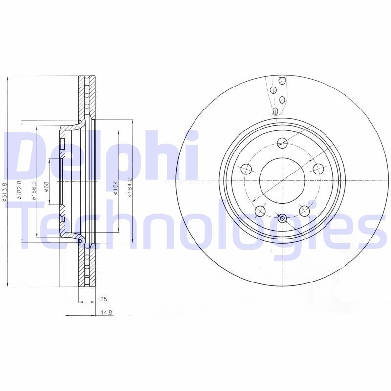 DELPHI BG4079: Piduriketas Ø: 314mm, õhutusega, Ø: 314mm