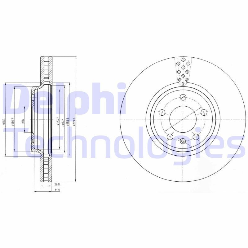 DELPHI BG4080: Piduriketas Ø: 320mm, õhutusega, Ø: 320mm
