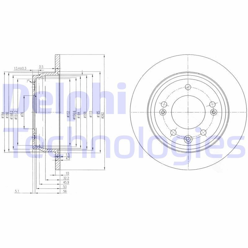 DELPHI BG4082: Piduriketas Ø: 262mm, täis, Ø: 262mm
