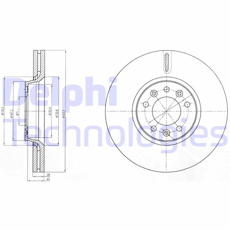 DELPHI BG4083: Piduriketas Ø: 304mm, õhutusega, Ø: 304mm