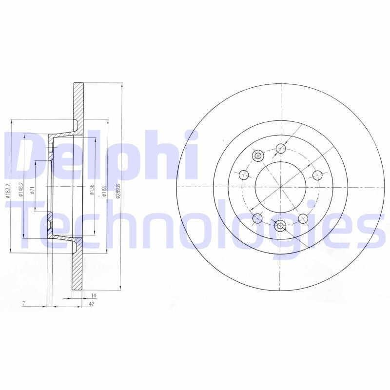 DELPHI BG4085: Piduriketas Ø: 290mm, täis, Ø: 290mm, õlitatud