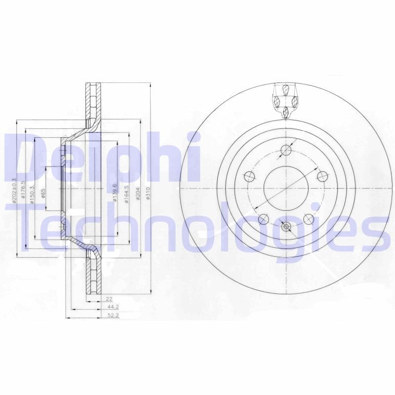 DELPHI BG4090: Piduriketas Ø: 310mm, õhutusega, Ø: 310mm, õlitatud
