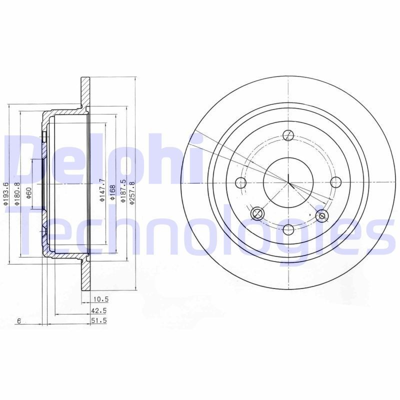 DELPHI BG4091: Piduriketas Ø: 258mm, täis, Ø: 258mm, õlitatud