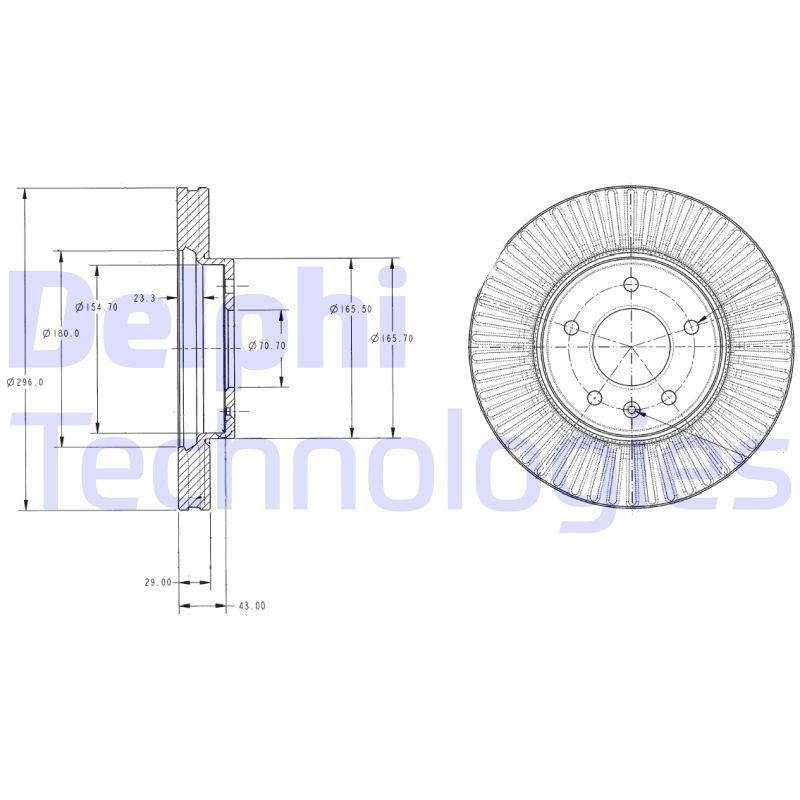 DELPHI BG4092: Piduriketas Ø: 296mm, õhutusega, Ø: 296mm
