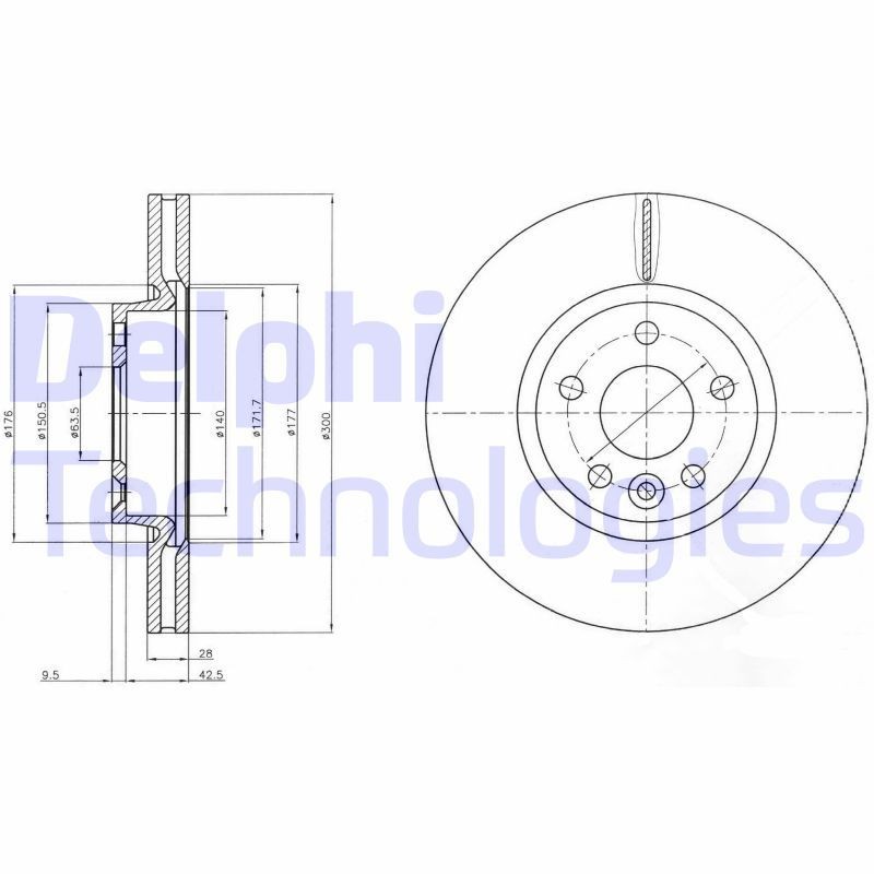 DELPHI BG4094: Δισκόπλακα Ø: 300mm, αεριζόμενο, Ø: 300mm
