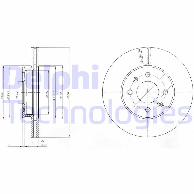 DELPHI BG4096: Bremseskive Ø: 256mm, ventileret, Ø: 256mm, olieret