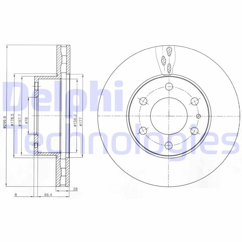 DELPHI BG4100: Piduriketas Ø: 300mm, õhutusega, Ø: 300mm, õlitatud