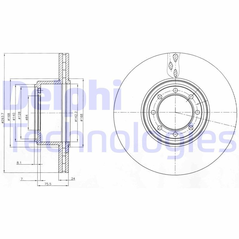 DELPHI BG4102: Piduriketas Ø: 294mm, õhutusega, Ø: 294mm, õlitatud, koos ABS-andurirõngaga