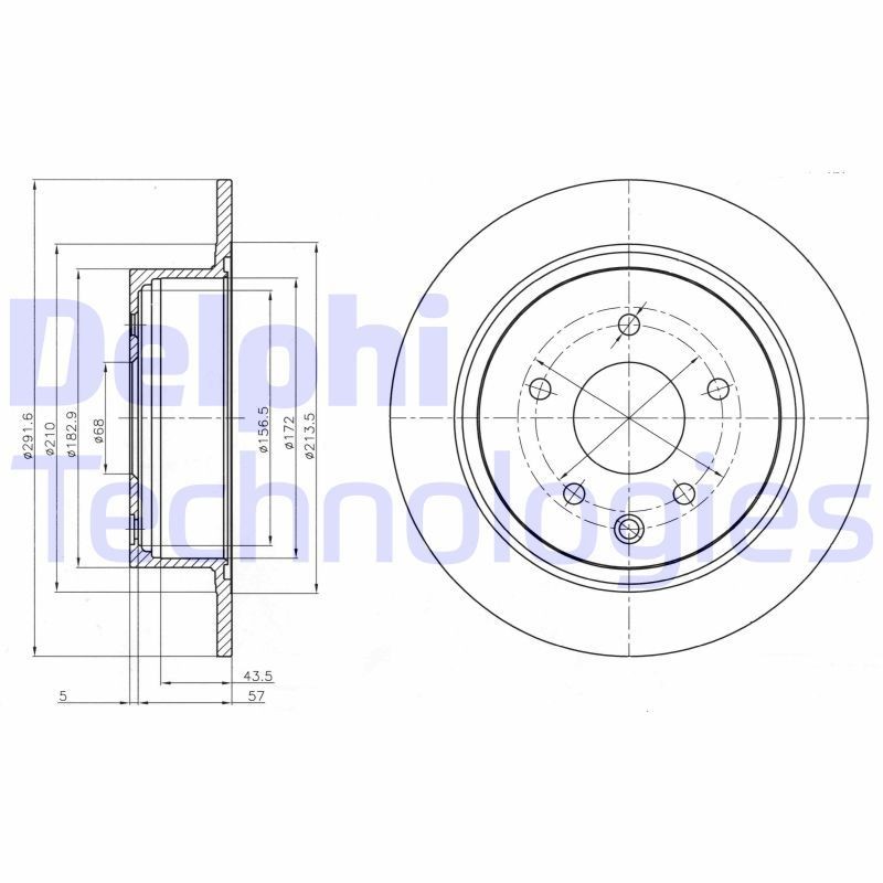 DELPHI BG4108: Piduriketas Ø: 292mm, täis, Ø: 292mm, õlitatud