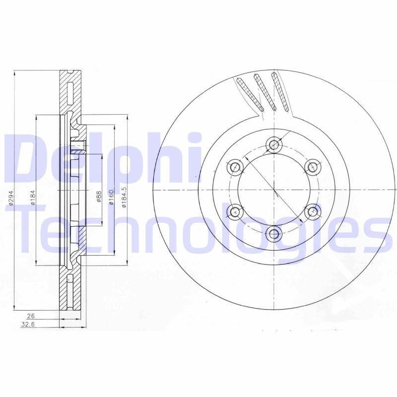 DELPHI BG4112: Piduriketas Ø: 294mm, õhutusega, Ø: 294mm, õlitatud