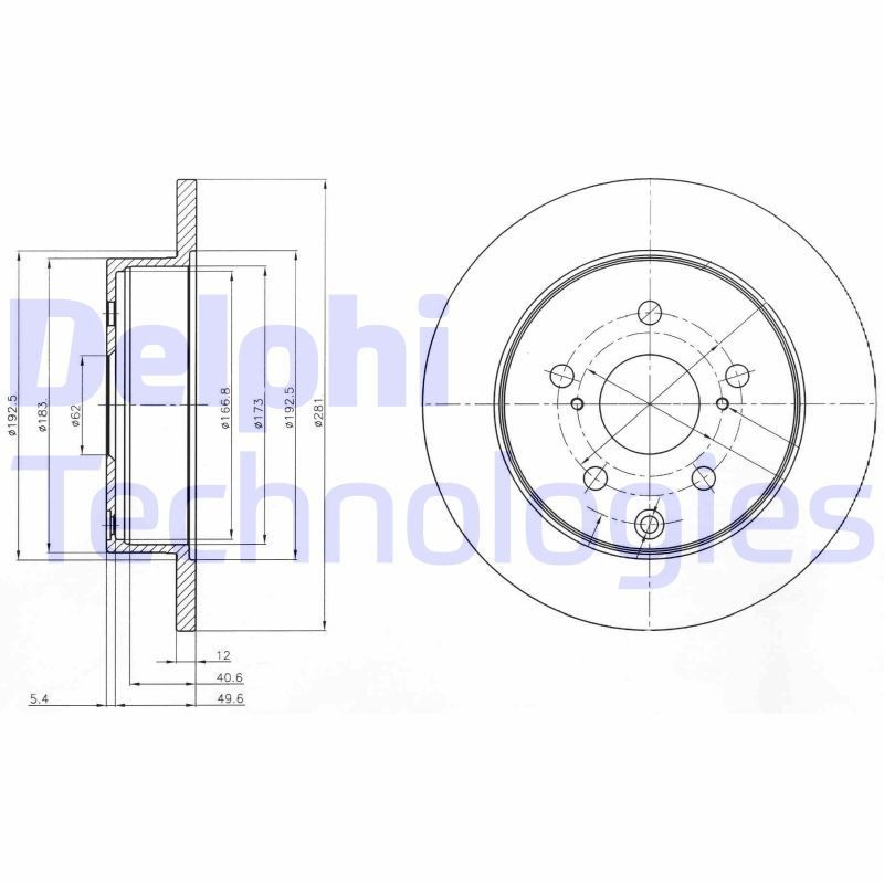 DELPHI BG4115: Piduriketas Ø: 281mm, täis, Ø: 281mm, õlitatud