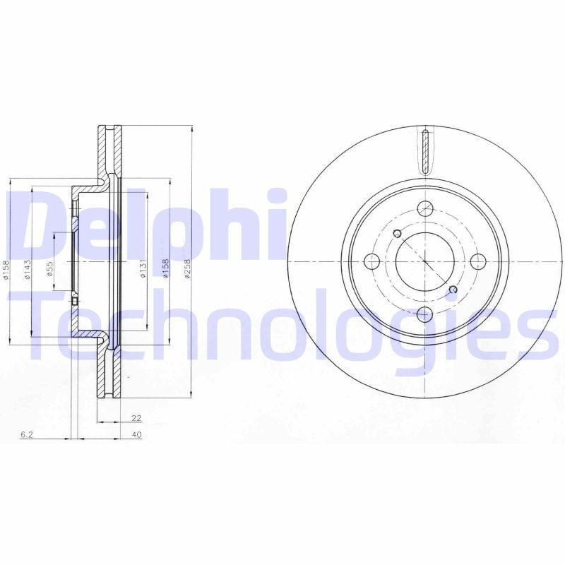 DELPHI BG4116: Piduriketas Ø: 258mm, õhutusega, Ø: 258mm