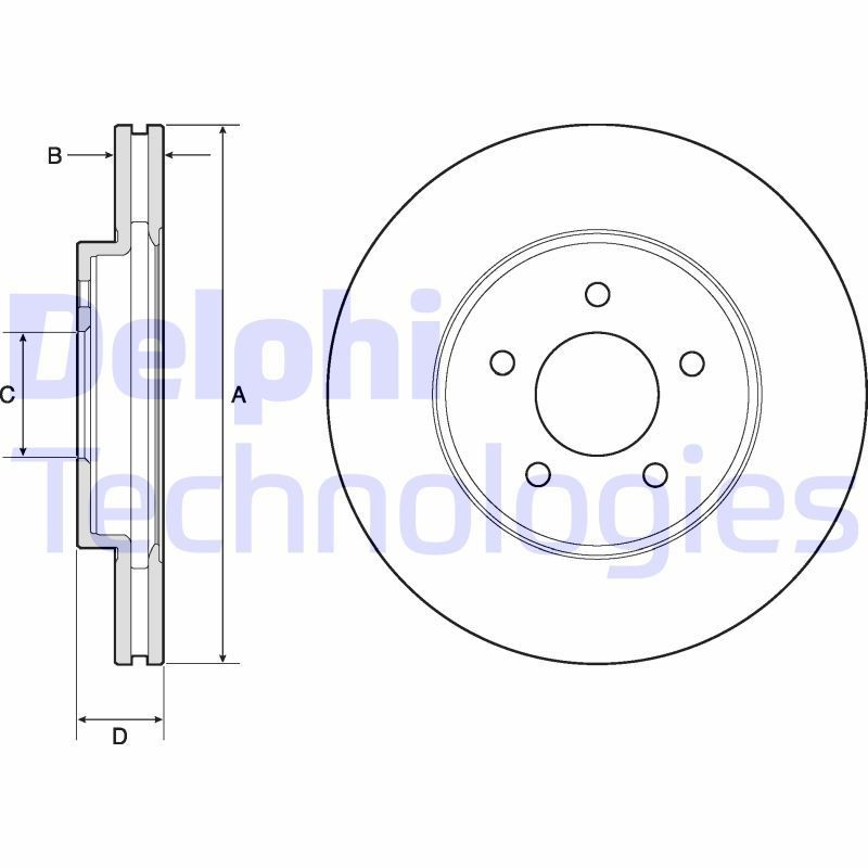DELPHI BG4120: Piduriketas Ø: 303mm, õhutusega, Ø: 303mm, õlitatud