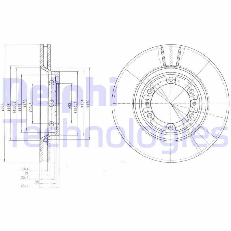 DELPHI BG4132: Brzdový kotúč Ø: 274mm, vetraný, Ø: 274mm, naolejovaný