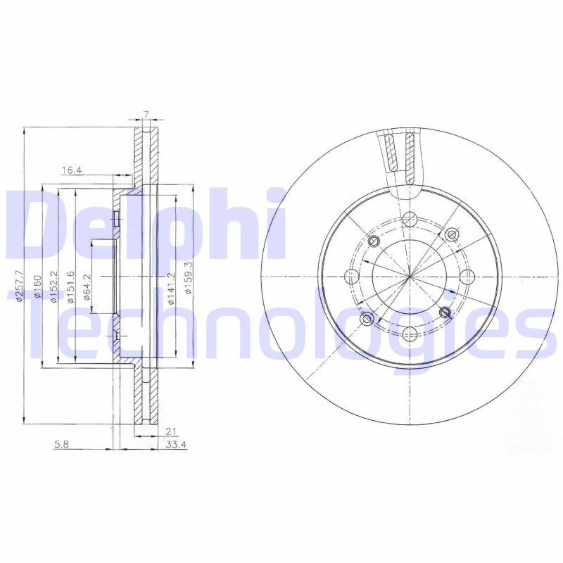 DELPHI BG4148: Piduriketas Ø: 258mm, õhutusega, Ø: 258mm
