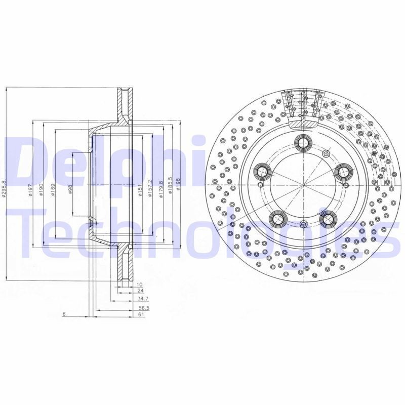 DELPHI BG4151: Piduriketas Ø: 299mm, õhutusega, perforeeritud, Ø: 299mm, õlitatud