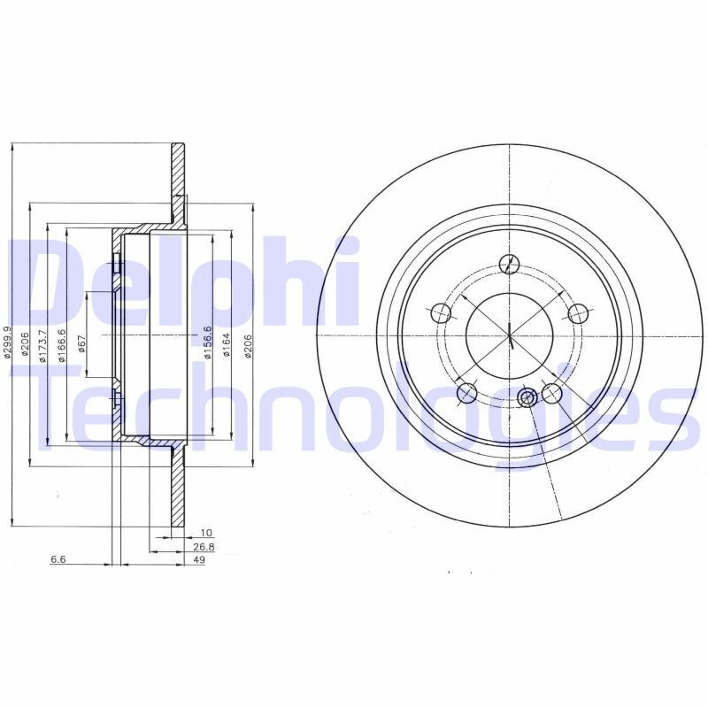 DELPHI BG4153: Δισκόπλακα Ø: 300mm, πλήρες, Ø: 300mm, λαδωμένο