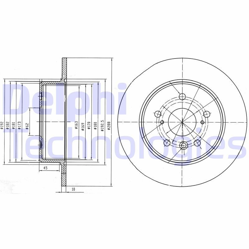 DELPHI BG4156: Δισκόπλακα Ø: 288mm, πλήρες, Ø: 288mm, λαδωμένο