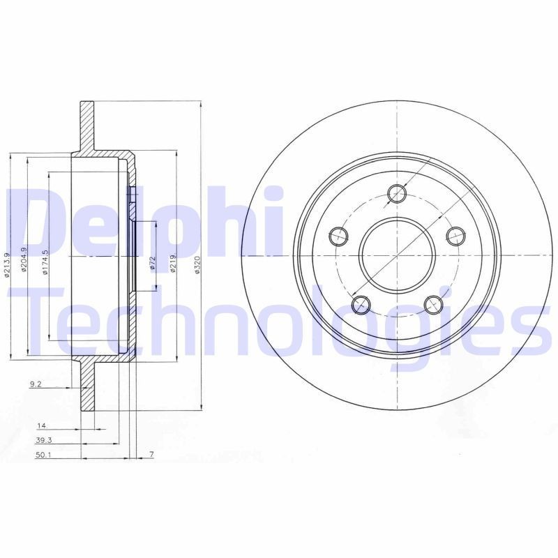 DELPHI BG4160: Piduriketas Ø: 320mm, täis, Ø: 320mm, õlitatud