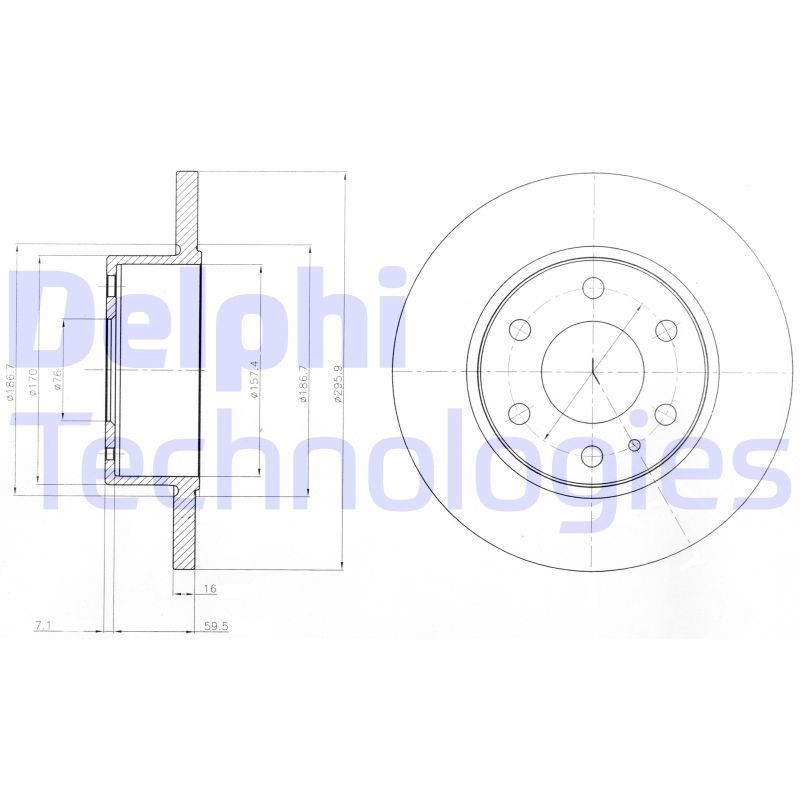DELPHI BG4164: Piduriketas Ø: 296mm, täis, Ø: 296mm, õlitatud