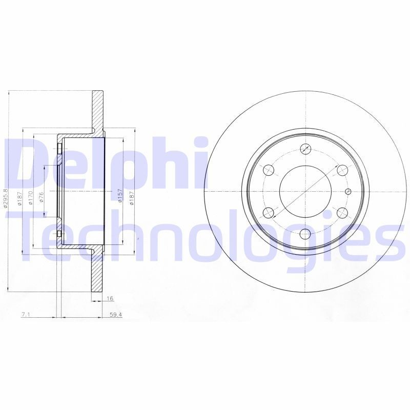 DELPHI BG4165: Piduriketas Ø: 296mm, täis, Ø: 296mm, õlitatud
