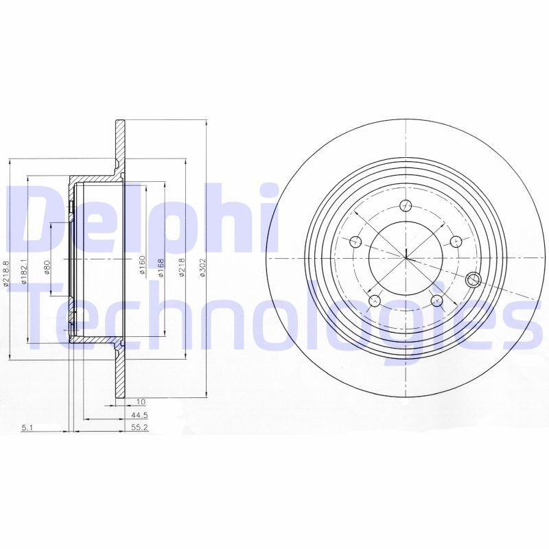 DELPHI BG4169: Piduriketas Ø: 302mm, täis, Ø: 302mm, õlitatud
