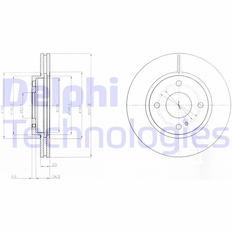 DELPHI BG4170: Piduriketas Ø: 258mm, õhutusega, Ø: 258mm