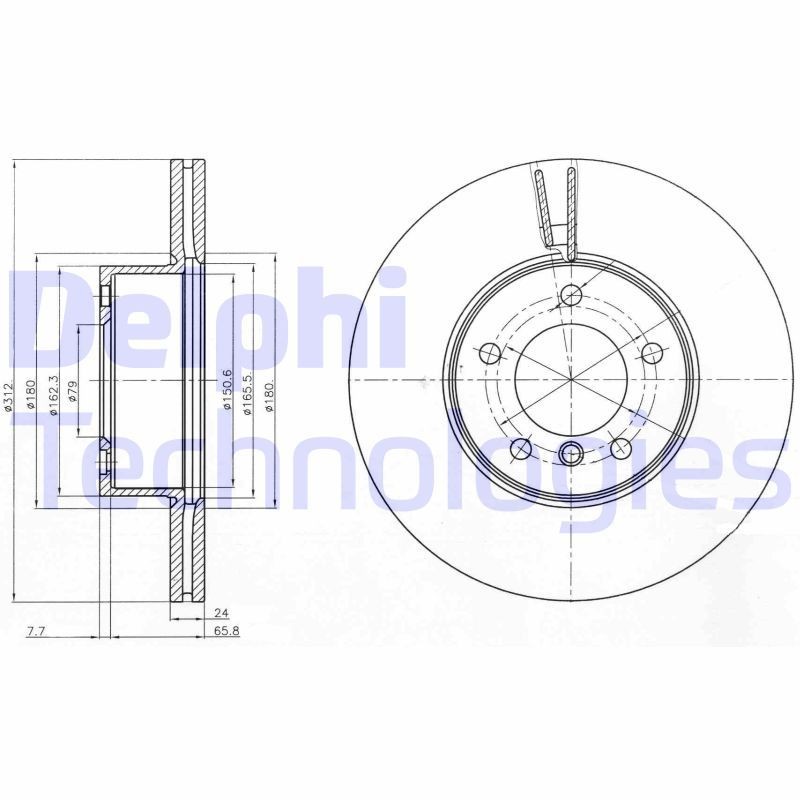 DELPHI BG4172: Piduriketas Ø: 312mm, õhutusega, Ø: 312mm