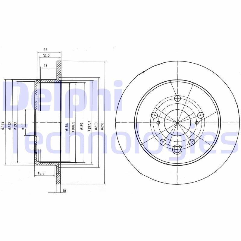 DELPHI BG4178: Bremžu diski Ø: 291mm, pilnīgi, Ø: 291mm, ieeļļots