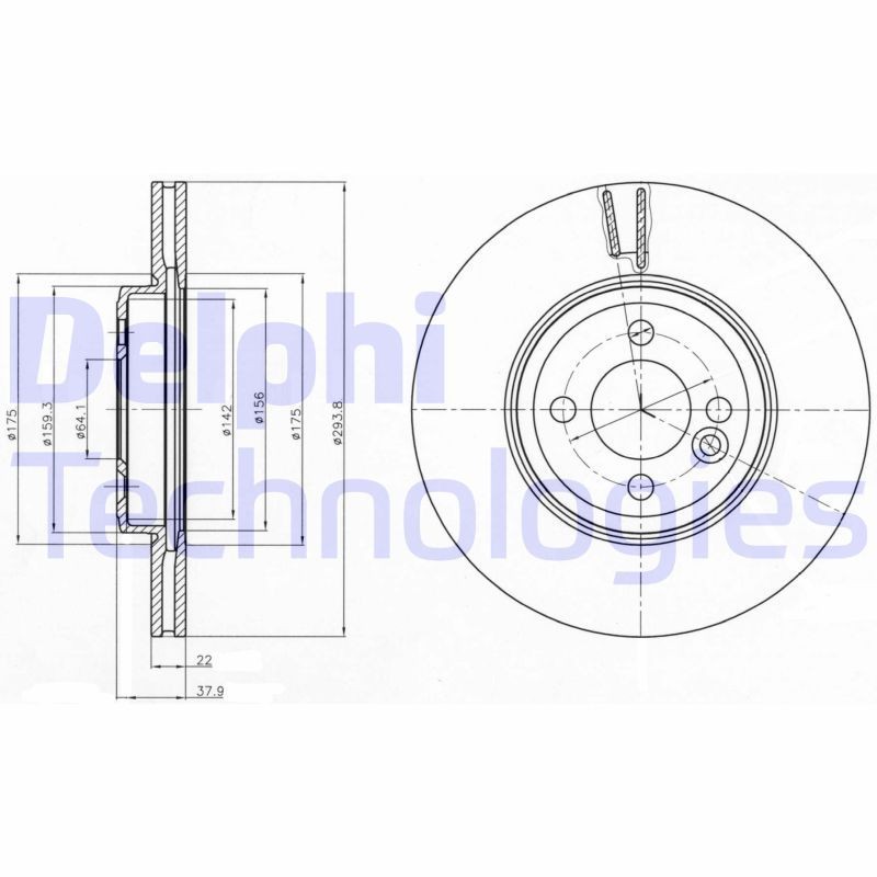 DELPHI BG4184: Féktárcsa Ø: 294mm, Szellőztetett, Ø: 294mm, olajozott