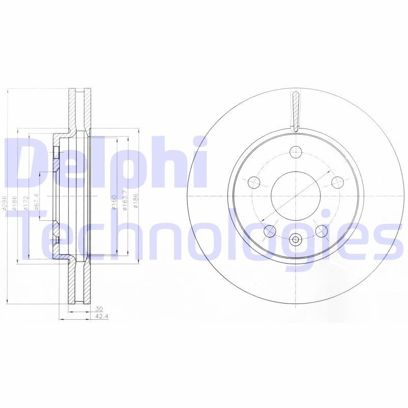 DELPHI BG4187: Piduriketas Ø: 296mm, õhutusega, Ø: 296mm