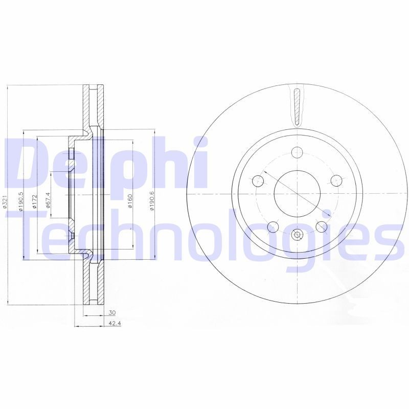 DELPHI BG4189: Piduriketas Ø: 321mm, õhutusega, Ø: 321mm