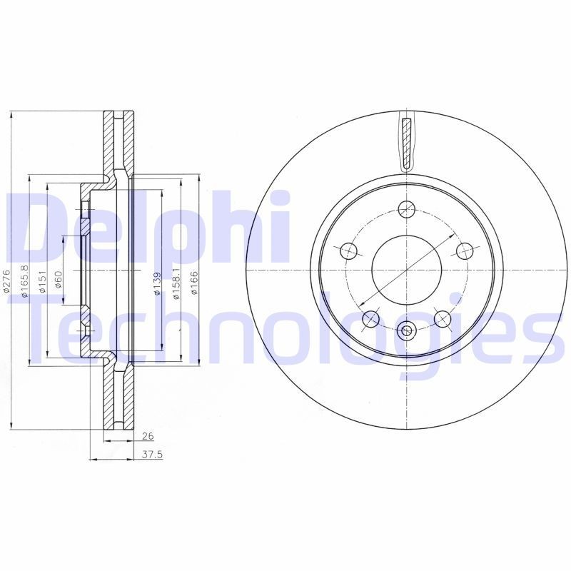 DELPHI BG4191: Piduriketas Ø: 276mm, õhutusega, Ø: 276mm