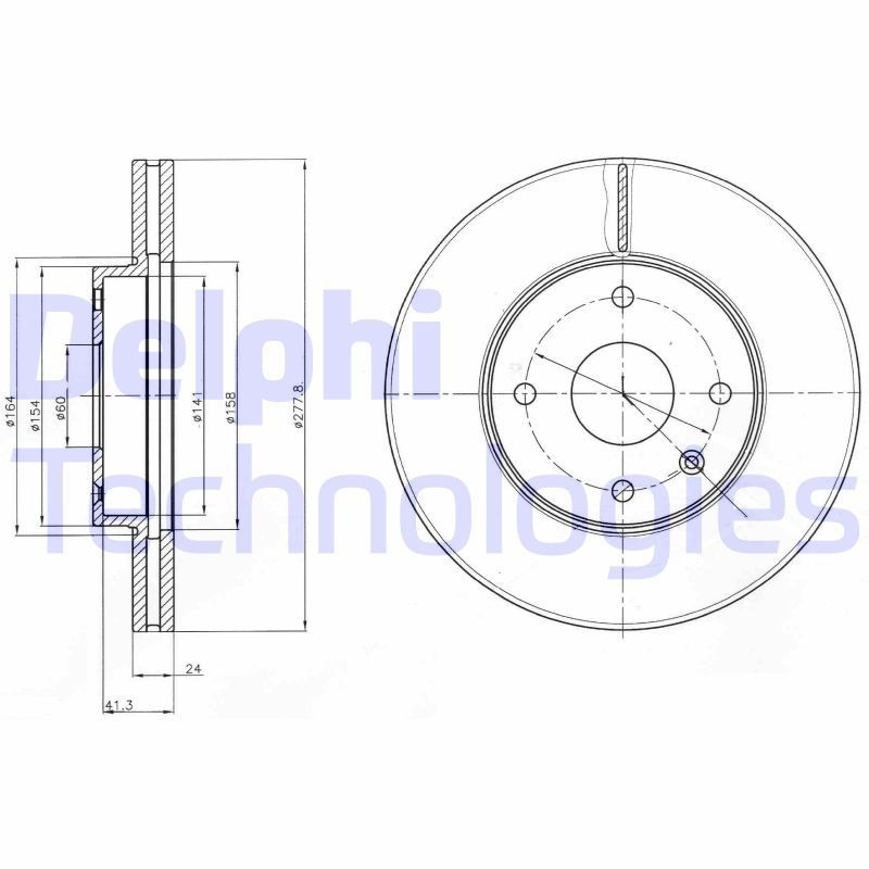 DELPHI BG4193: Piduriketas Ø: 278mm, õhutusega, Ø: 278mm, õlitatud