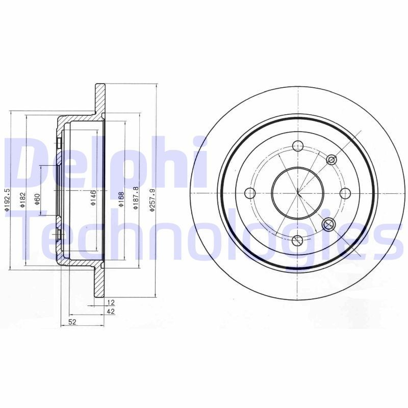 DELPHI BG4194: Piduriketas Ø: 258mm, täis, Ø: 258mm, õlitatud
