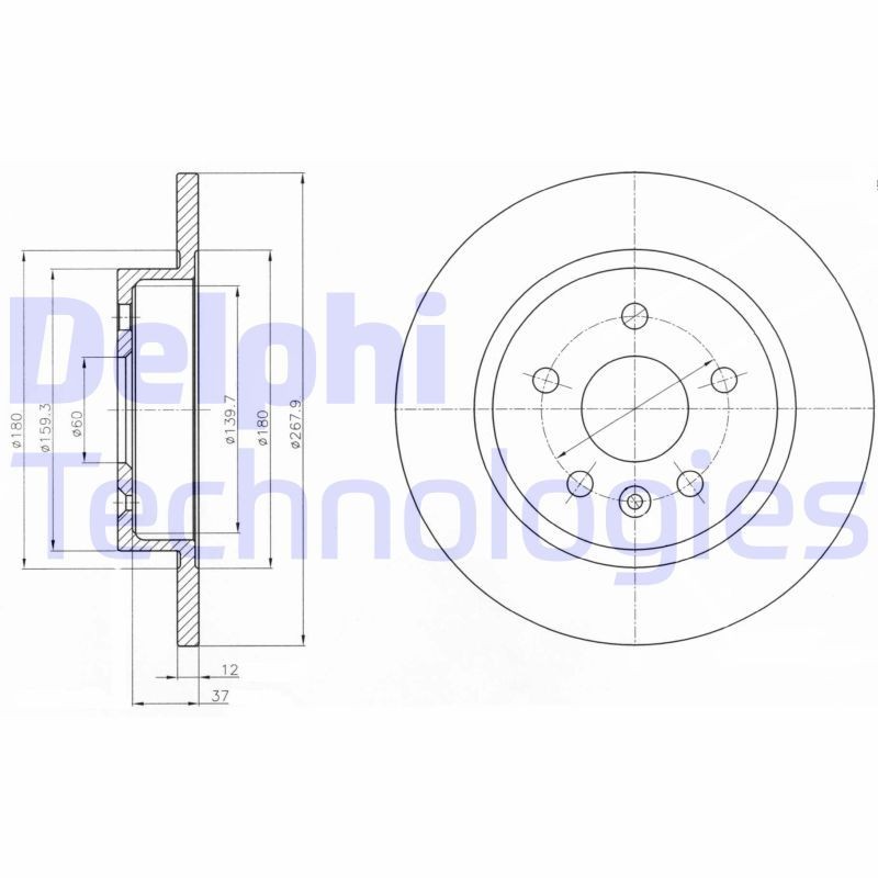 DELPHI BG4199: Piduriketas Ø: 268mm, täis, Ø: 268mm