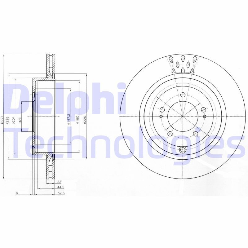 DELPHI BG4204: Piduriketas Ø: 330mm, õhutusega, Ø: 330mm