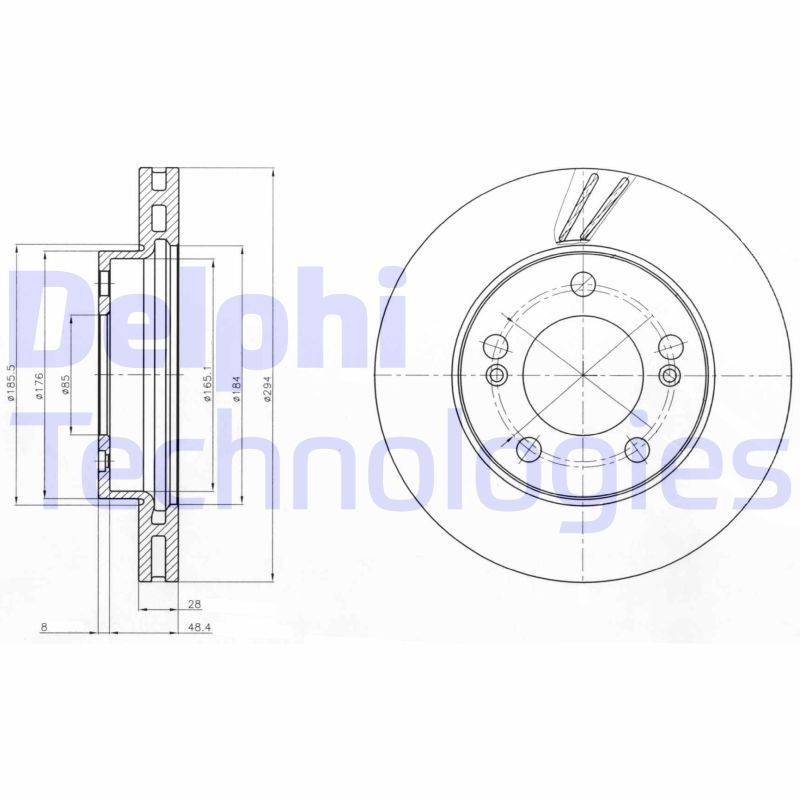 DELPHI BG4206: Piduriketas Ø: 294mm, õhutusega, Ø: 294mm, õlitatud