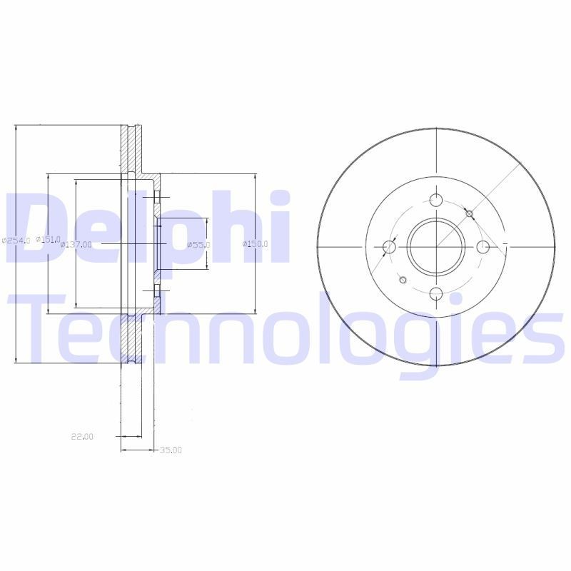 DELPHI BG4213: Stabdžių diskas Ø: 254mm, ventiliuojama, Ø: 254mm, padengta alyva