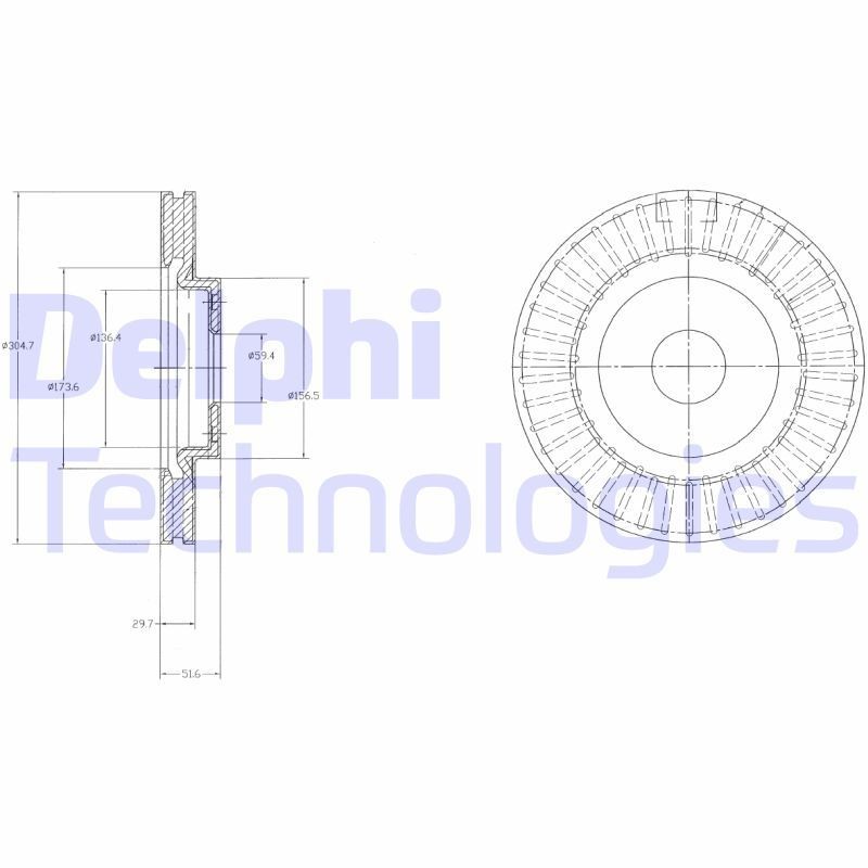 DELPHI BG4214: Piduriketas Ø: 300mm, õhutusega, Ø: 300mm, õlitatud