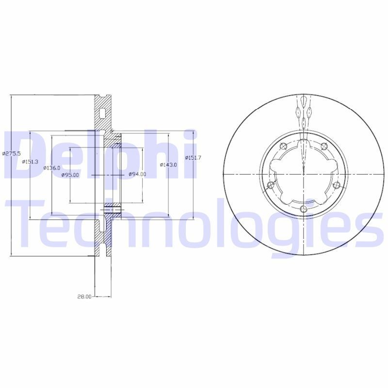 DELPHI BG4217: Δισκόπλακα Ø: 276mm, αεριζόμενο, Ø: 276mm, λαδωμένο