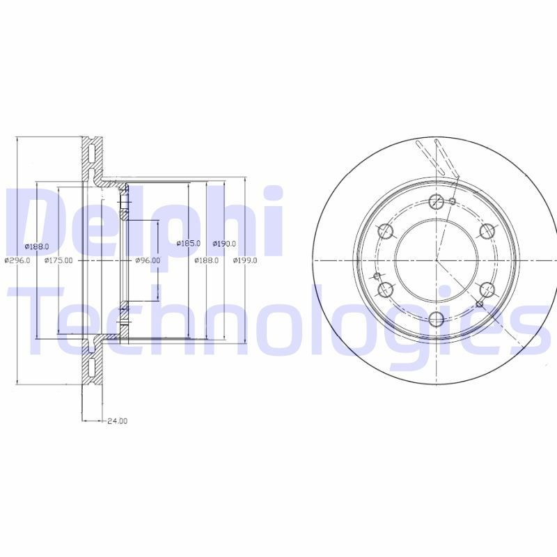 DELPHI BG4221: Piduriketas Ø: 296mm, õhutusega, Ø: 296mm, õlitatud