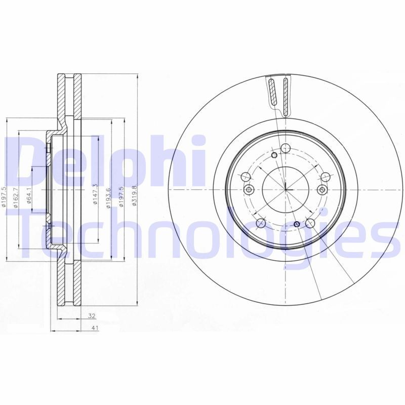 DELPHI BG4225: Stabdžių diskas Ø: 320mm, ventiliuojama, Ø: 320mm, padengta alyva