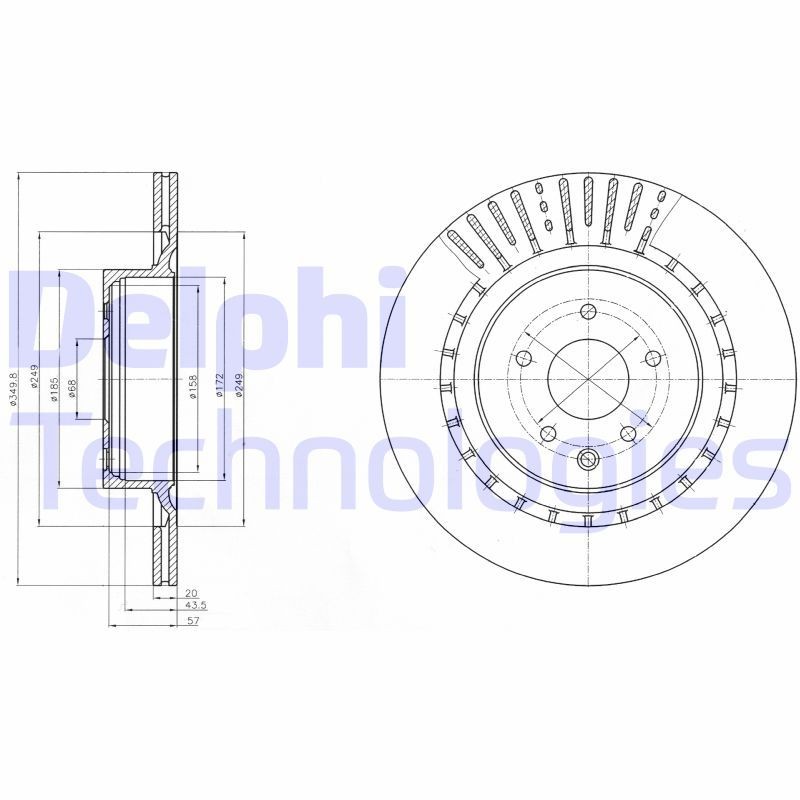 DELPHI BG4230: Stabdžių diskas Ø: 350mm, ventiliuojama, Ø: 350mm